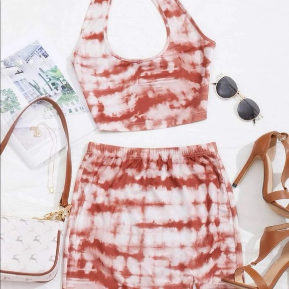 Tie Dye Halter Top & Skirt Set